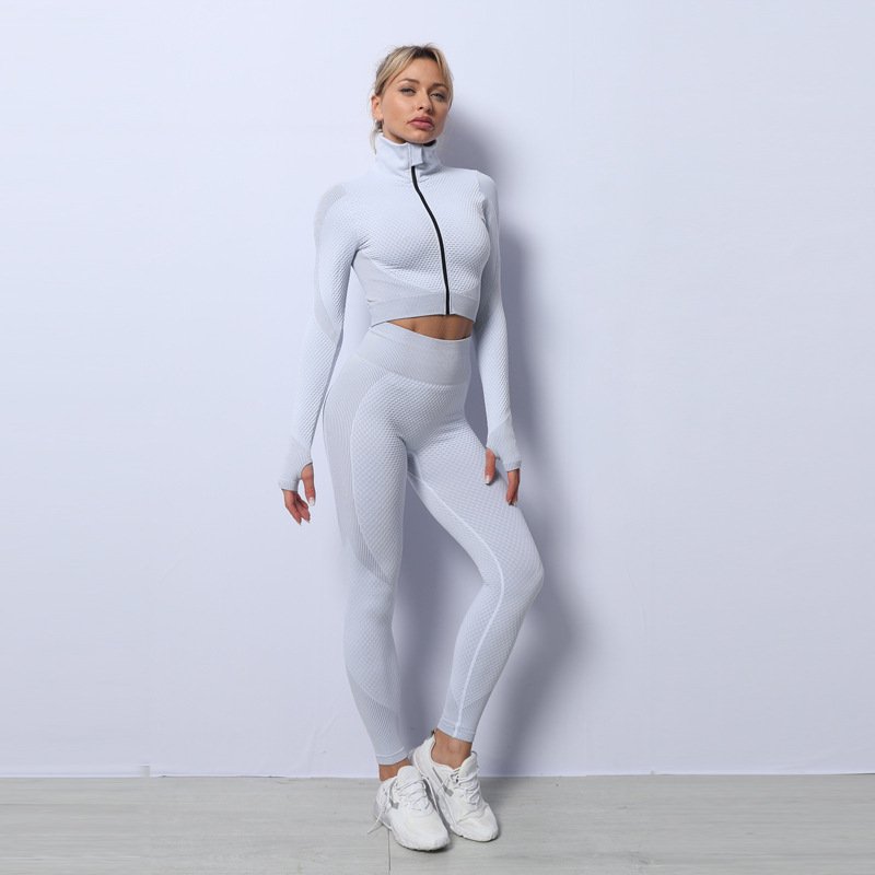3PCS Yogasett Sømløst Sportsett for Kvinner Treningsklær Leggings Kvinner Crop Top Sports-BH Kvinner Treningsstudio Sett Kvinner Antrekk Treningsdrakt - Bilde 6