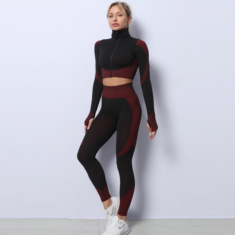 3PCS Yogasett Sømløst Sportsett for Kvinner Treningsklær Leggings Kvinner Crop Top Sports-BH Kvinner Treningsstudio Sett Kvinner Antrekk Treningsdrakt - Bilde 5